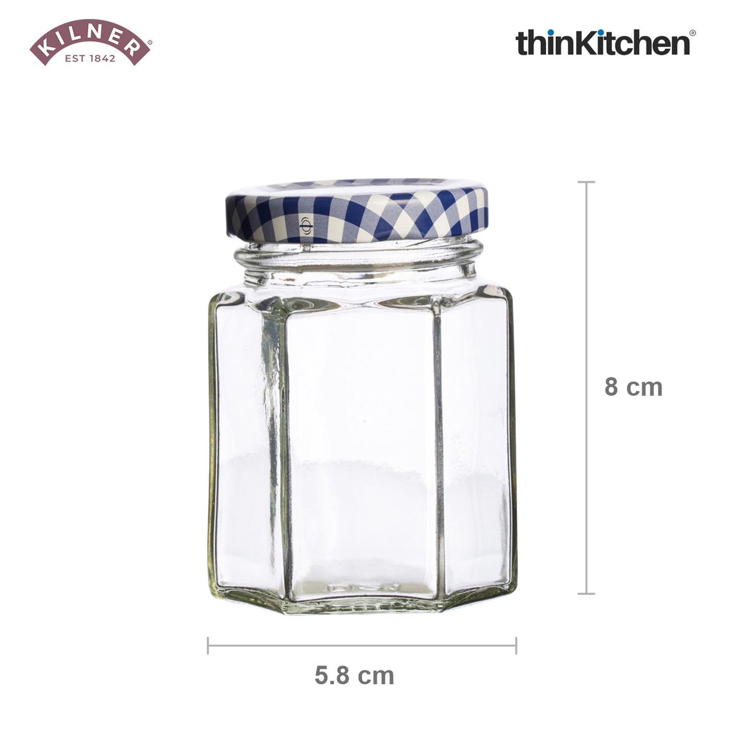 Kilner Premium Hexagonal Airtight Twist Top Glass Jar - 110ml  | Multipurpose Kitchen Storage Glass Container for Pickle, Chutneys, Sauces, Set of 4
