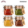 Kilner Premium Borosilicate Airtight Leakproof Glass Jar with Clip Top Lid - 250ml | Kitchen Storage Glass Container for Spices, Sauces, Chutneys, Baby Food, Honey, Ghee, Set of 4