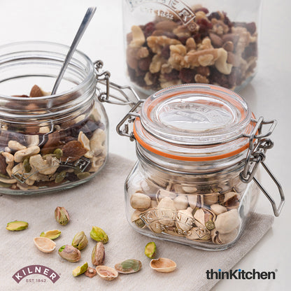 Kilner Premium Borosilicate Airtight Leakproof Glass Jar with Clip Top Lid - 250ml | Kitchen Storage Glass Container for Spices, Sauces, Chutneys, Baby Food, Honey, Ghee, Set of 4