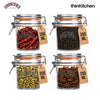 Kilner Premium Clip Top Airtight Round Glass Food Storage Container Jar - 350ML for thinKitchen | Multipurpose BPA Free, Reusable Kitchen Container for Storage, Set of 4