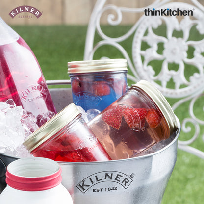 Kilner Premium Wide Mouth Airtight Glass Preserve Jar - 350ml | Multipurpose Kitchen Storage Container for Storing and Preserving Jams, Pickles, Chutneys, Set of 4