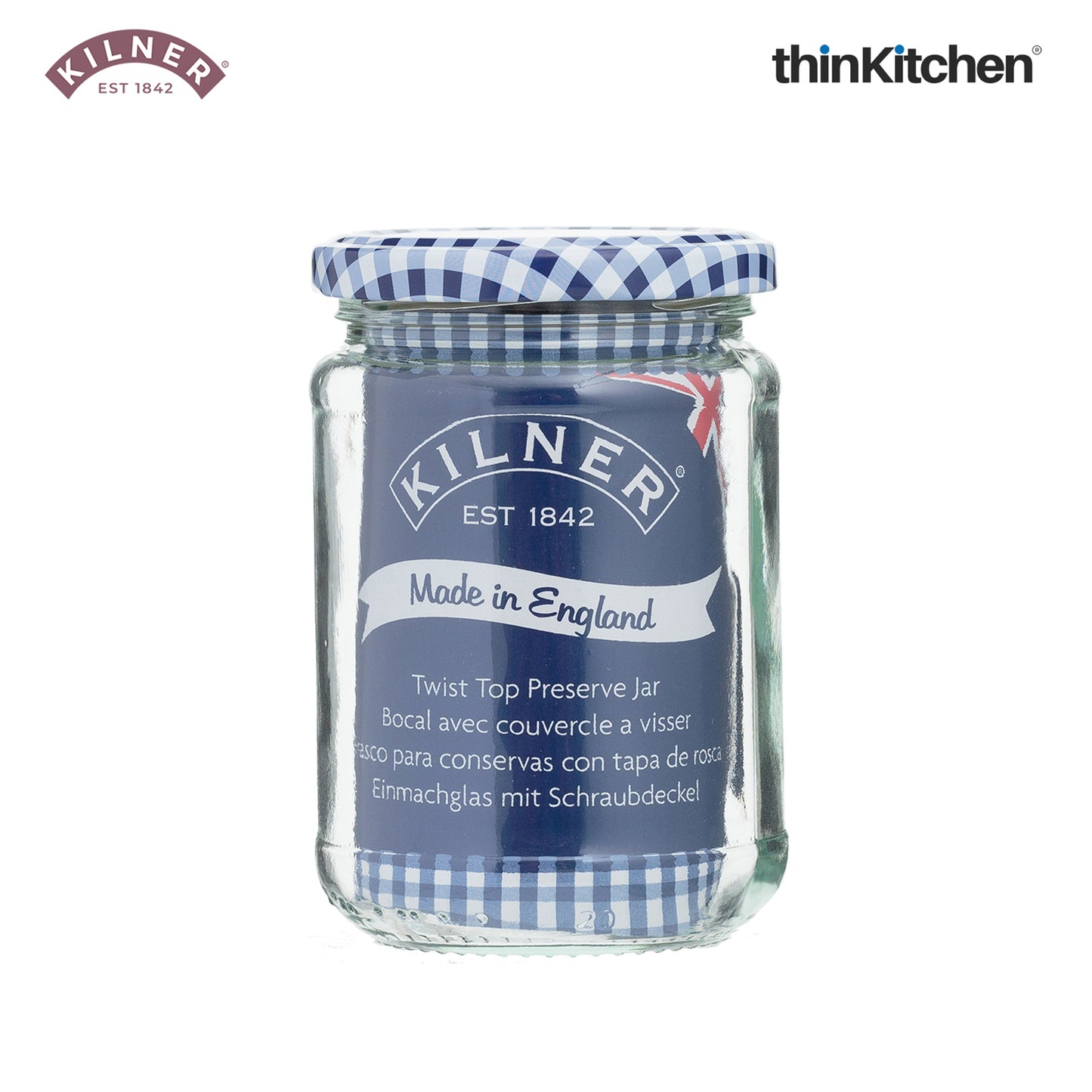 Kilner Premium Twist Top Airtight Round Glass Jar - 370ml | Multipurpose, Reusable Kitchen Containers for Jams, Chutneys, Herbs, Spices, Set of 4