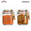 Kilner Premium Borosilicate Airtight Square Wire Clip Top Food Storage Container Jar for Kitchen - 1 Litre | Multipurpose, BPA Free, Reusable | For thinKitchen, Set of 2
