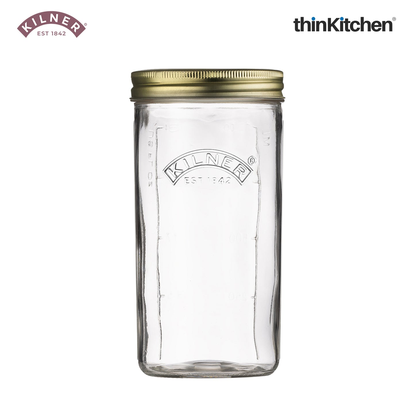 Kilner Premium Glass Borosilicate Wide Mouth Preserve Jar - 1 Litre | Reusable, Eco-Friendly Food Storage Container for Preserving and Storing, Set of 2