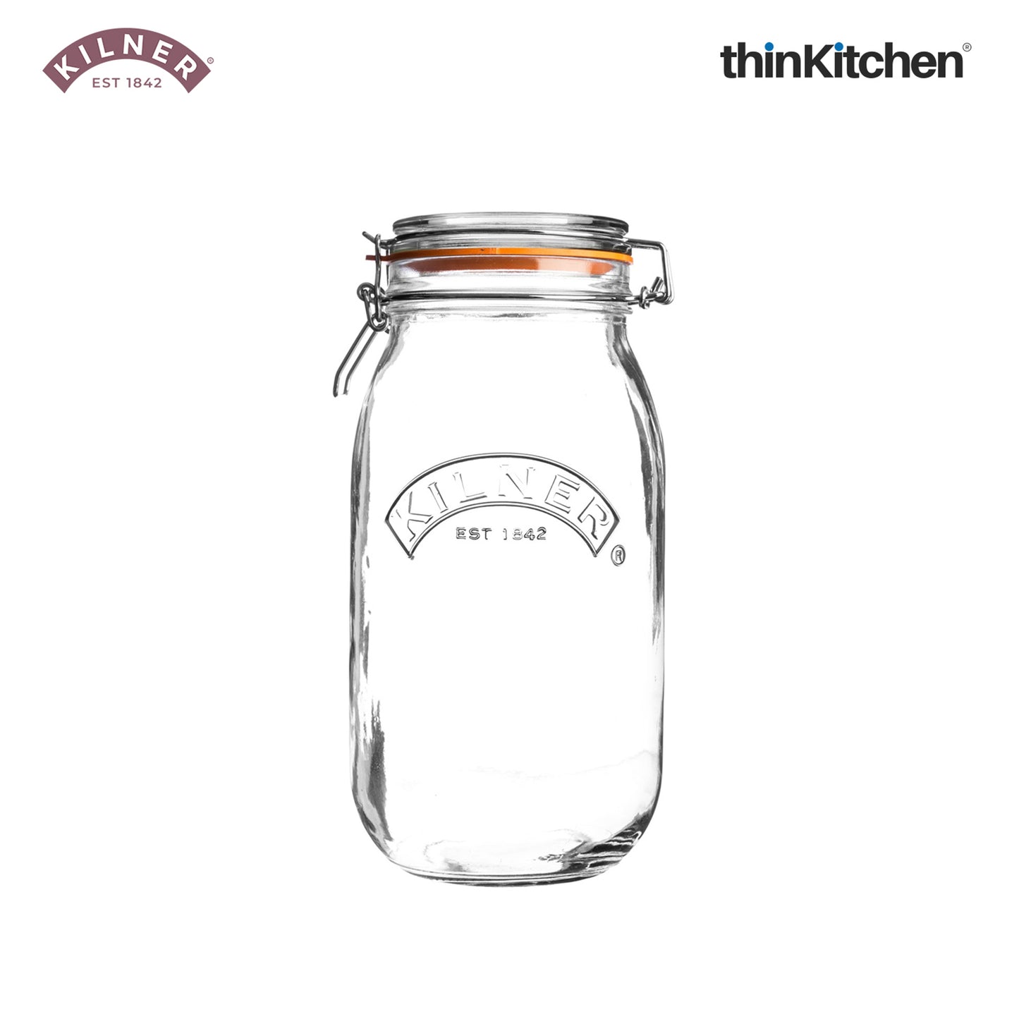 Kilner Premium Clip Top Airtight Glass Jar - 1.5 L | Glass Containers for Kitchen Storage, Ideal for Pickles, Dry Food, Pulses, Biscuits | Glass Containers for Kitchen & Organising, Set of 2