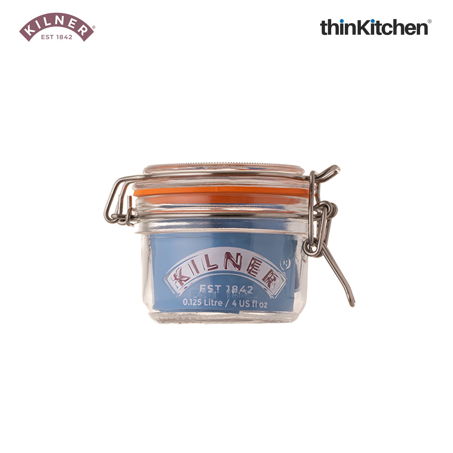 Kilner Premium Clip Top Airtight Round Glass Food Storage Jar - 125ML | Multipurpose BPA Free, Reusable Kitchen Container for Storage for Herbs, Spices, Set of 2 - 4