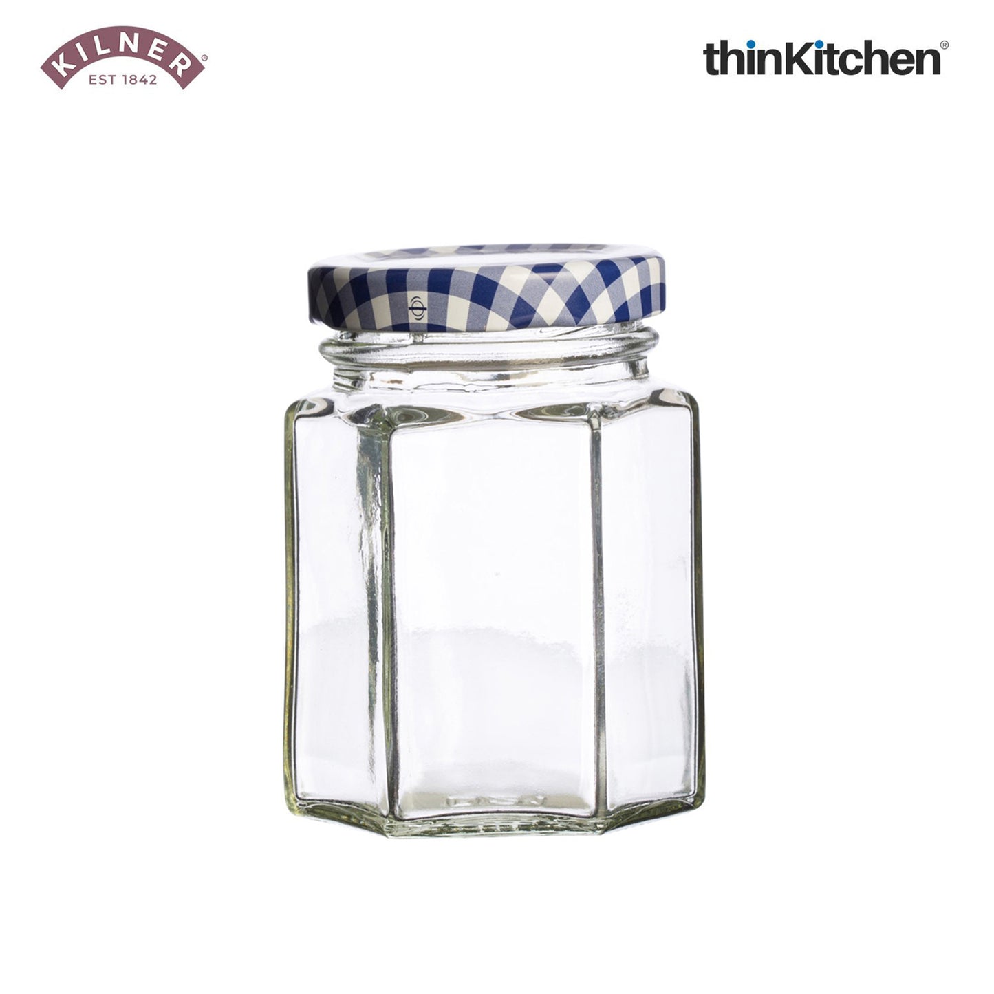 Kilner Premium Hexagonal Airtight Twist Top Glass Jar - 110ml  | Multipurpose Kitchen Storage Glass Container for Pickle, Chutneys, Sauces, Set of 2
