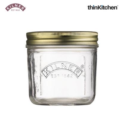 Kilner Premium Wide Mouth Leakproof Preservative Glass Jar 200ml | Preserving Jars with Screw Lids for Storing and Preserving , Dishwasher Safe, Transparent, Set of 2
