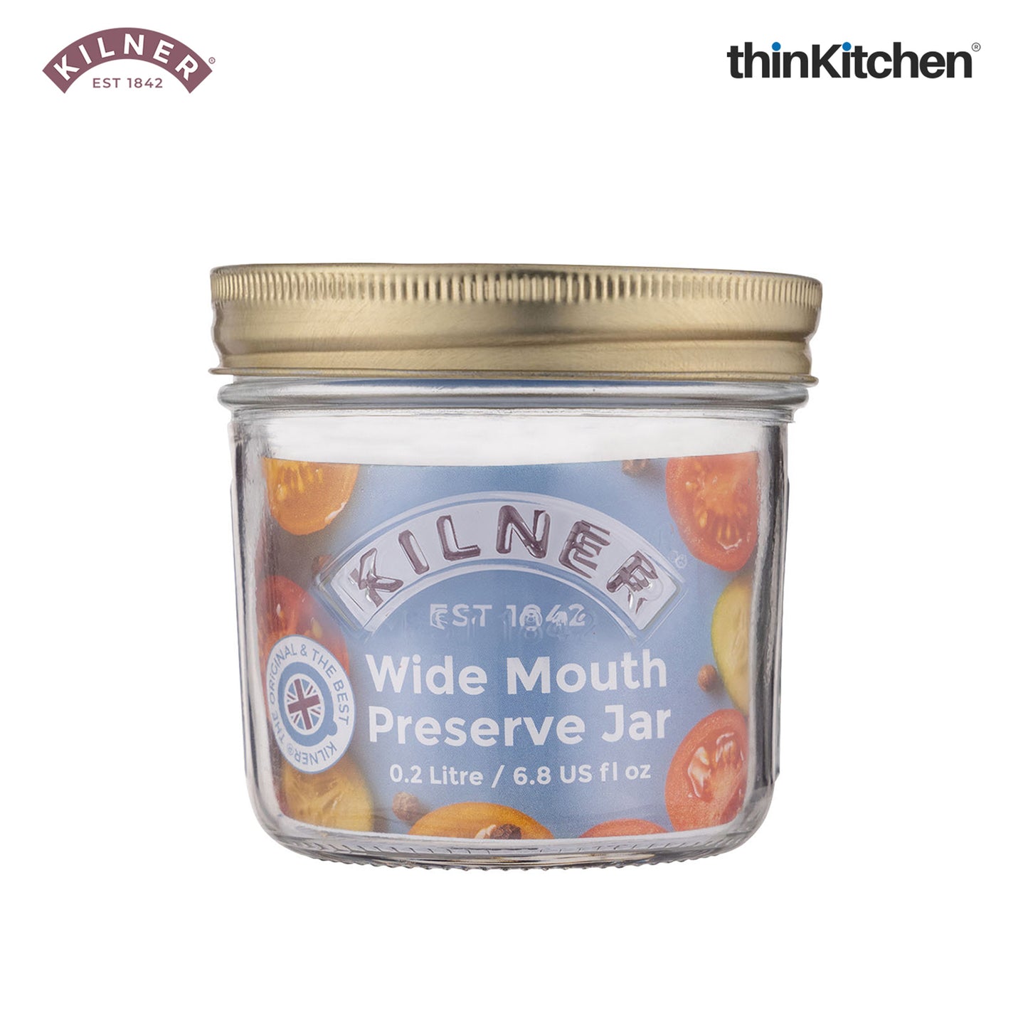 Kilner Premium Wide Mouth Leakproof Preservative Glass Jar 200ml | Preserving Jars with Screw Lids for Storing and Preserving , Dishwasher Safe, Transparent, Set of 2