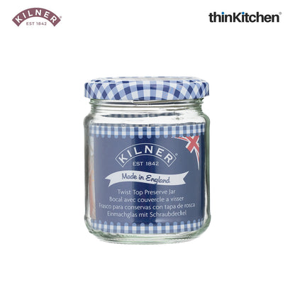 Kilner Premium Round Twist Top Glass Jar 228ml – Airtight Borosilicate Container with Lid, Ideal Glass Jar for Kitchen Storage, Pickle, Fridge, and Airtight Glass Containers for Home & Pantry, Set of 2