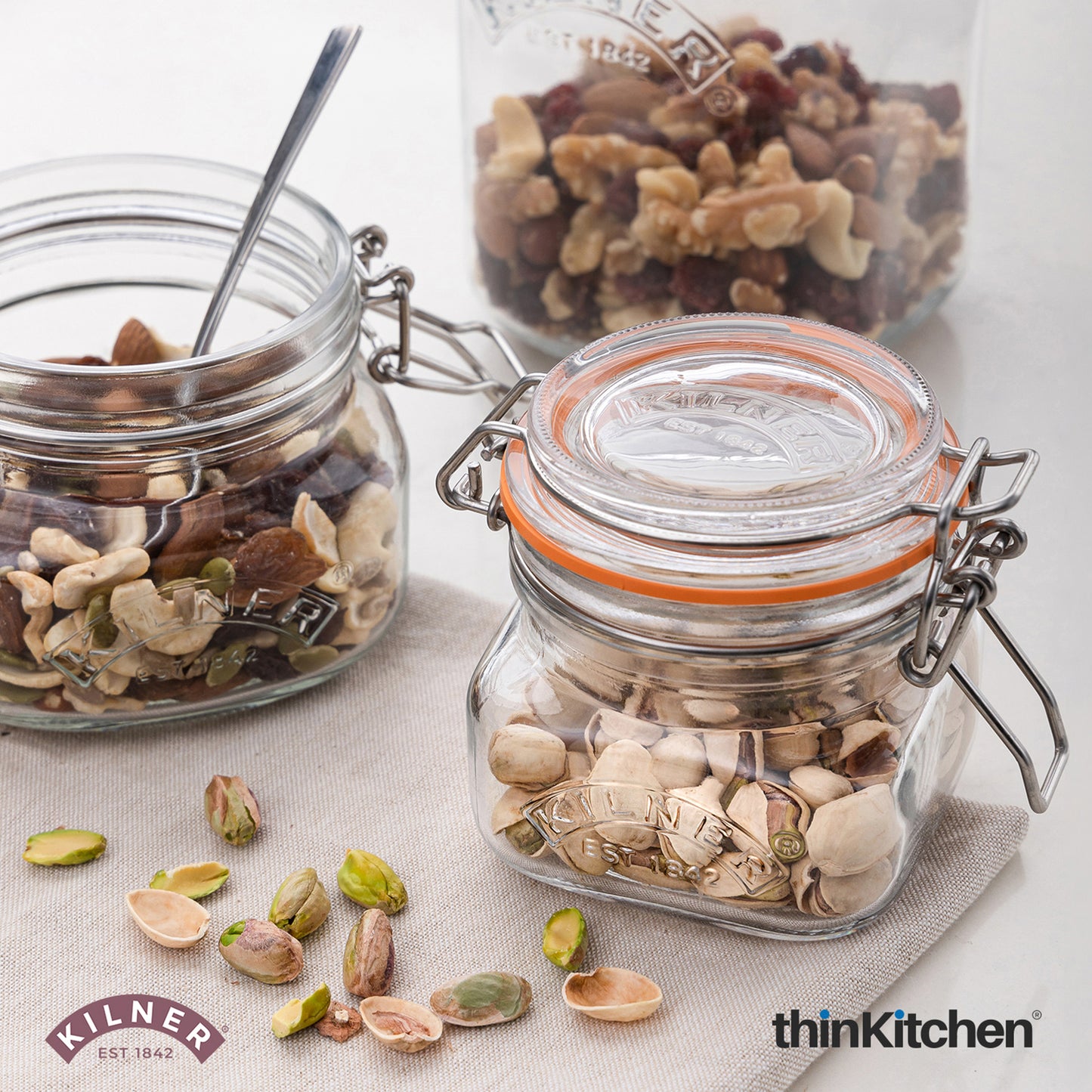 Kilner Premium Borosilicate Airtight Leakproof Glass Jar with Clip Top Lid - 250ml | Kitchen Storage Glass Container for Spices, Sauces, Chutneys, Baby Food, Honey, Ghee, Set of 2