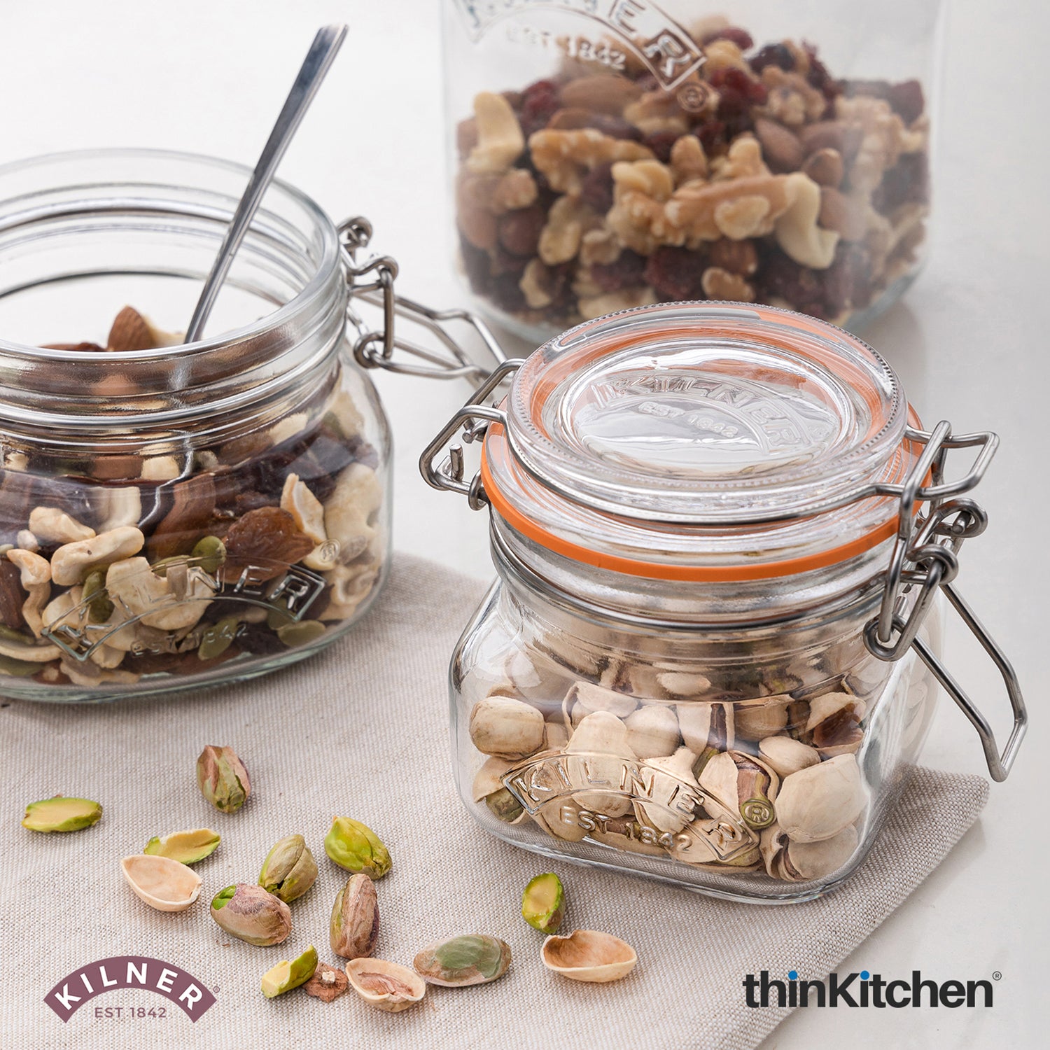 Kilner Premium Borosilicate Airtight Leakproof Glass Jar with Clip Top Lid - 250ml | Kitchen Storage Glass Container for Spices, Sauces, Chutneys, Baby Food, Honey, Ghee, Set of 2 - 2