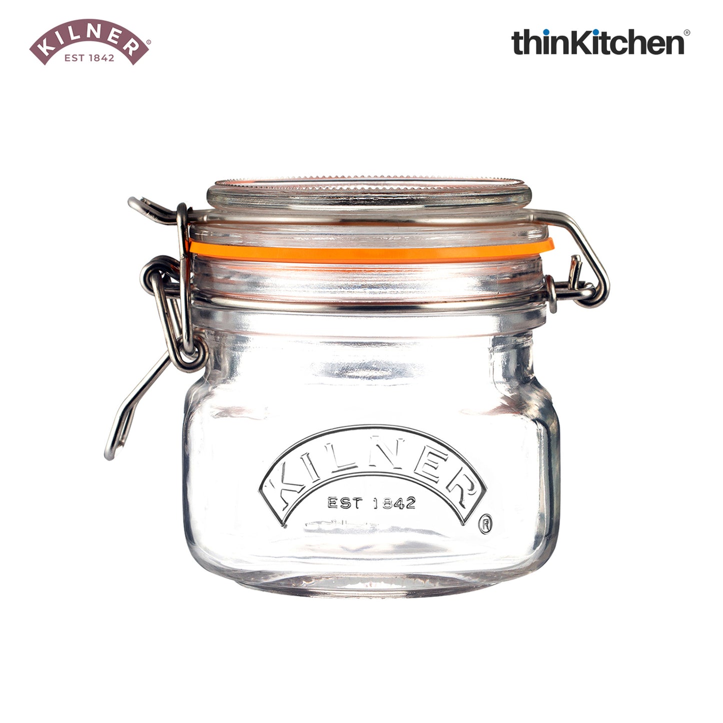 Kilner Premium Borosilicate Airtight Leakproof Glass Jar with Clip Top Lid - 250ml | Kitchen Storage Glass Container for Spices, Sauces, Chutneys, Baby Food, Honey, Ghee, Set of 2