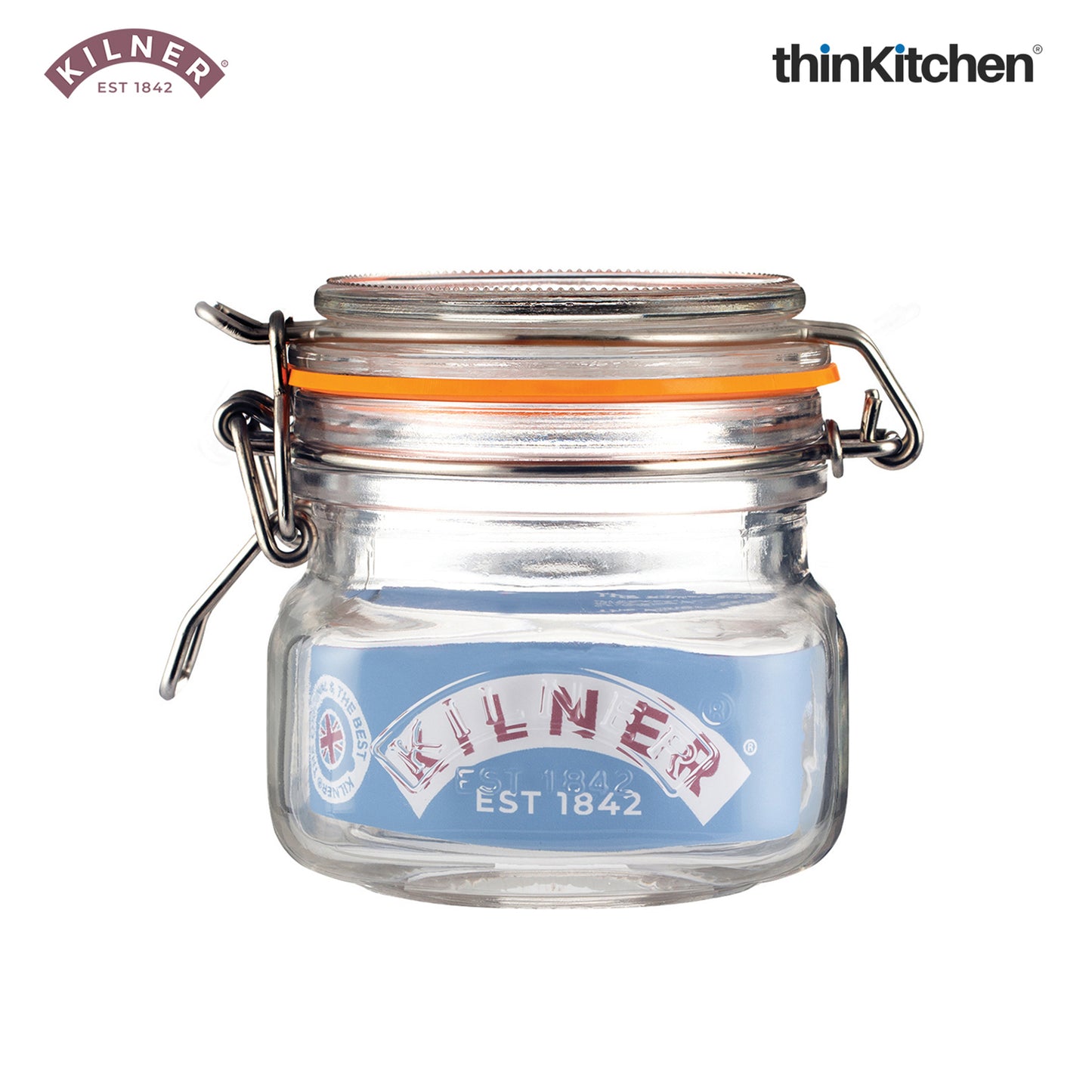 Kilner Premium Borosilicate Airtight Leakproof Glass Jar with Clip Top Lid - 250ml | Kitchen Storage Glass Container for Spices, Sauces, Chutneys, Baby Food, Honey, Ghee, Set of 2