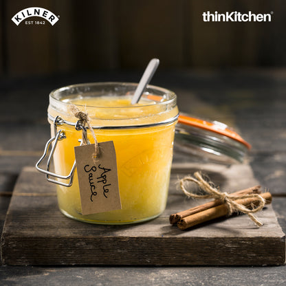 Kilner Premium Clip Top Airtight Round Glass Food Storage Container Jar - 350ML for thinKitchen | Multipurpose BPA Free, Reusable Kitchen Container for Storage, Set of 2