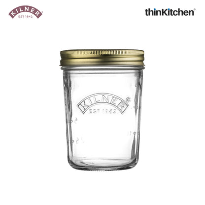 Kilner Premium Wide Mouth Airtight Glass Preserve Jar - 350ml | Multipurpose Kitchen Storage Container for Storing and Preserving Jams, Pickles, Chutneys, Set of 2