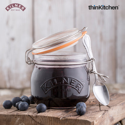 Kilner Premium Round Airtight Glass Jar with Clip Top Airtight Lid - 500Ml | Transparent Multipurpose Kitchen Storage Container for Pickles, Jams, Chutneys, Yougurt, Set of 2