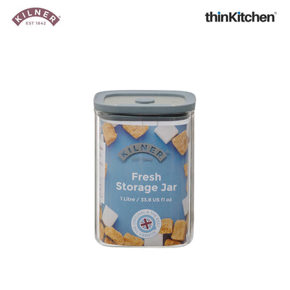 Kilner Premium 2 Pcs x 1 L Fresh Storage Airtight Glass Jar with Vacuum Seal for Tea, Coffee, Sugar, Snacks | BPA-Free, Eco-Friendly Kitchen Container