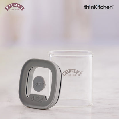 Kilner Premium 2 Pcs x 160ml Fresh Storage Airtight Glass Spice Jar with Vacuum Seal  | BPA-Free Glass Container for Coffee, Herbs, Spices, Nuts & Kitchen Storage