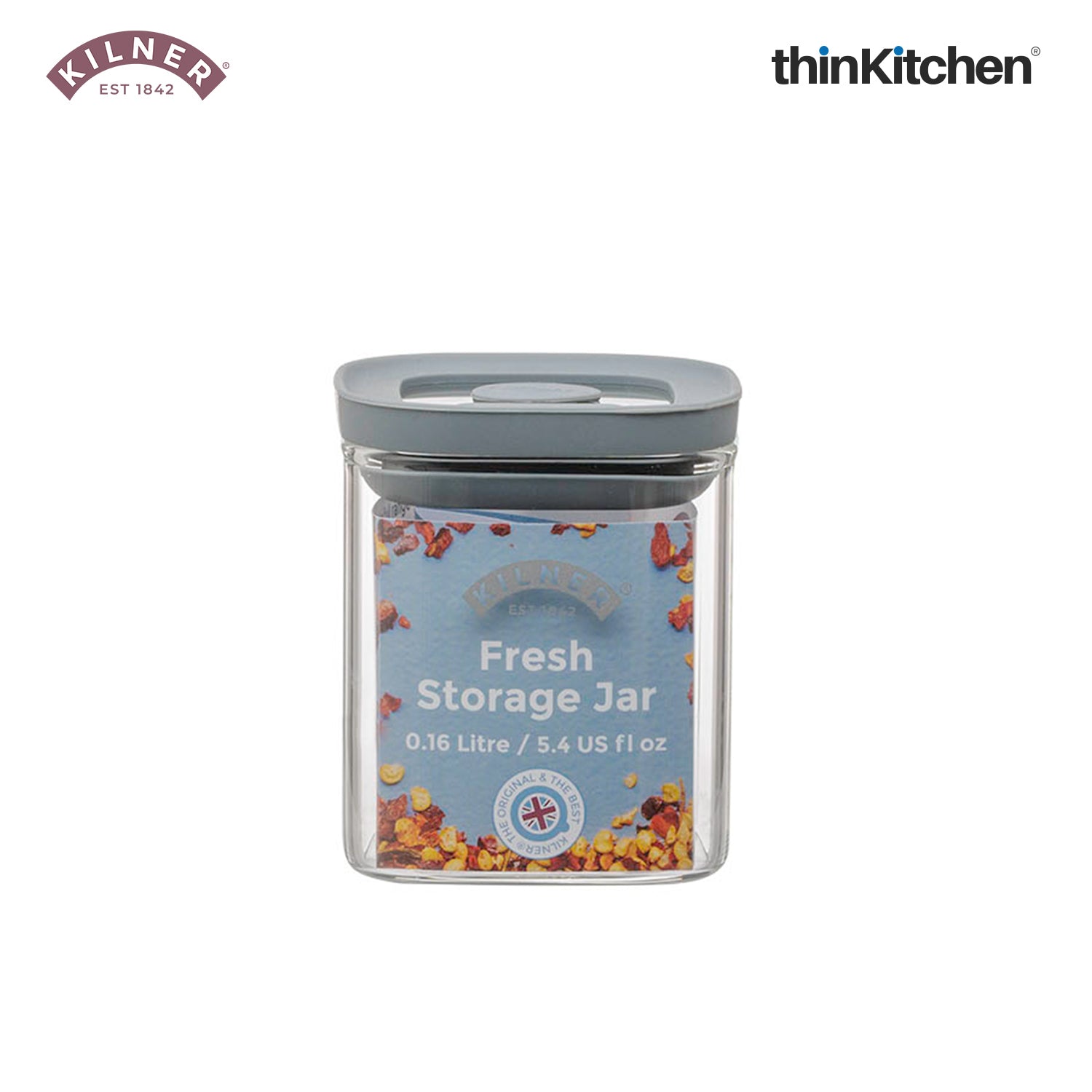 Kilner Premium 2 Pcs x 160ml Fresh Storage Airtight Glass Spice Jar with Vacuum Seal  | BPA-Free Glass Container for Coffee, Herbs, Spices, Nuts & Kitchen Storage - 2