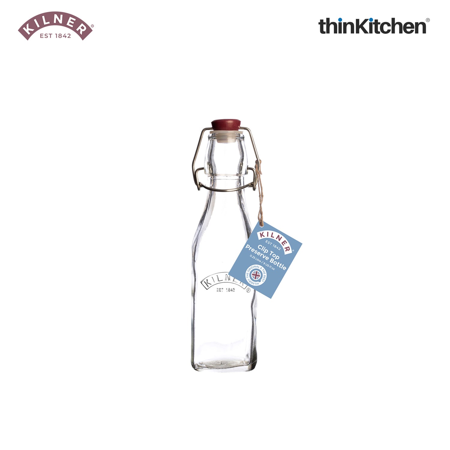Kilner Premium 2 Pcs x 250ml Square Glass Clip Top Bottle for Juices, Beverages, Cocktails, Water | Transparent, Reusable Multipurpose Kitchen Storage Container - 5