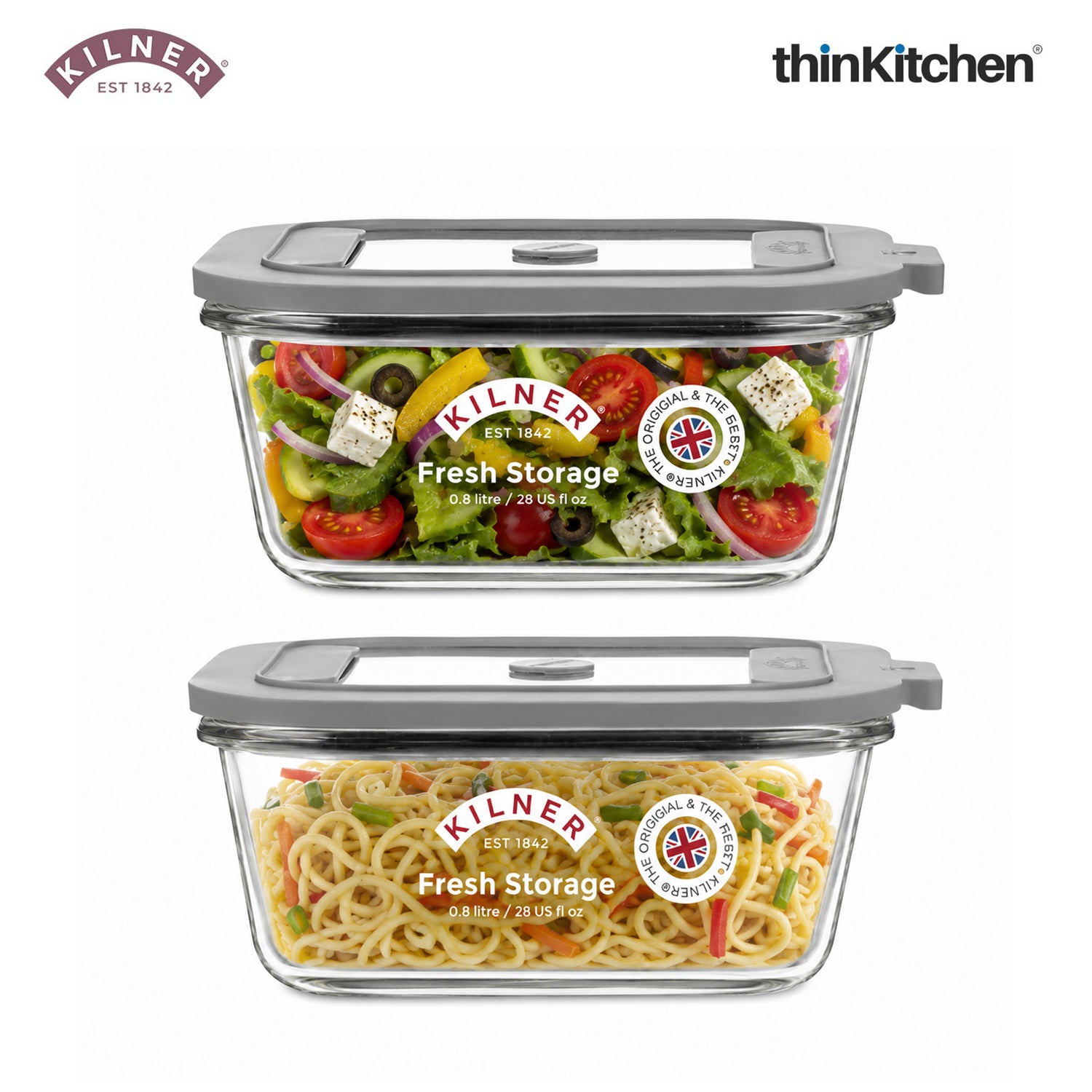 Kilner Premium 2 Pcs x 1.5 L Airtight, Leakproof Glass Container for Food Storage, Leftovers, Snacks, Meal Prep | Oven safe, Freezer Safe, Fresh Series Container for Kitchen - 6