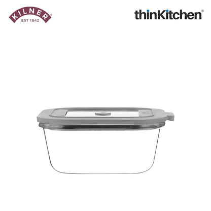 Kilner Premium 2 Pcs x 800ml Airtight, Leakproof Glass Container for Food Storage, Leftovers, Snacks, Meal Prep | Oven safe, Freezer Safe, Fresh Series Container for Kitchen