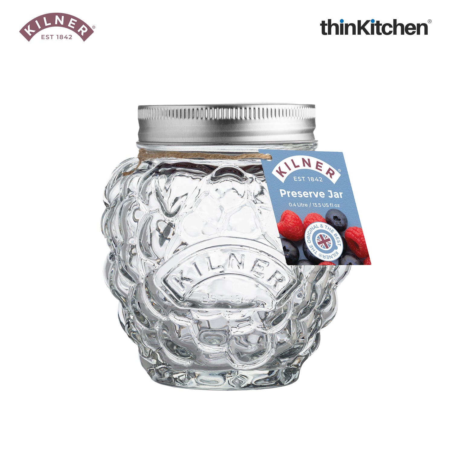 Kilner Premium 4 Pcs x 400ml Berry Shaped Airtight Preserve Glass Jars for Kitchen Storage, ideal for Jams, Chutneys | Multipurpose, Eco-Friendly, Reusable Transparent Glass Containers - 3