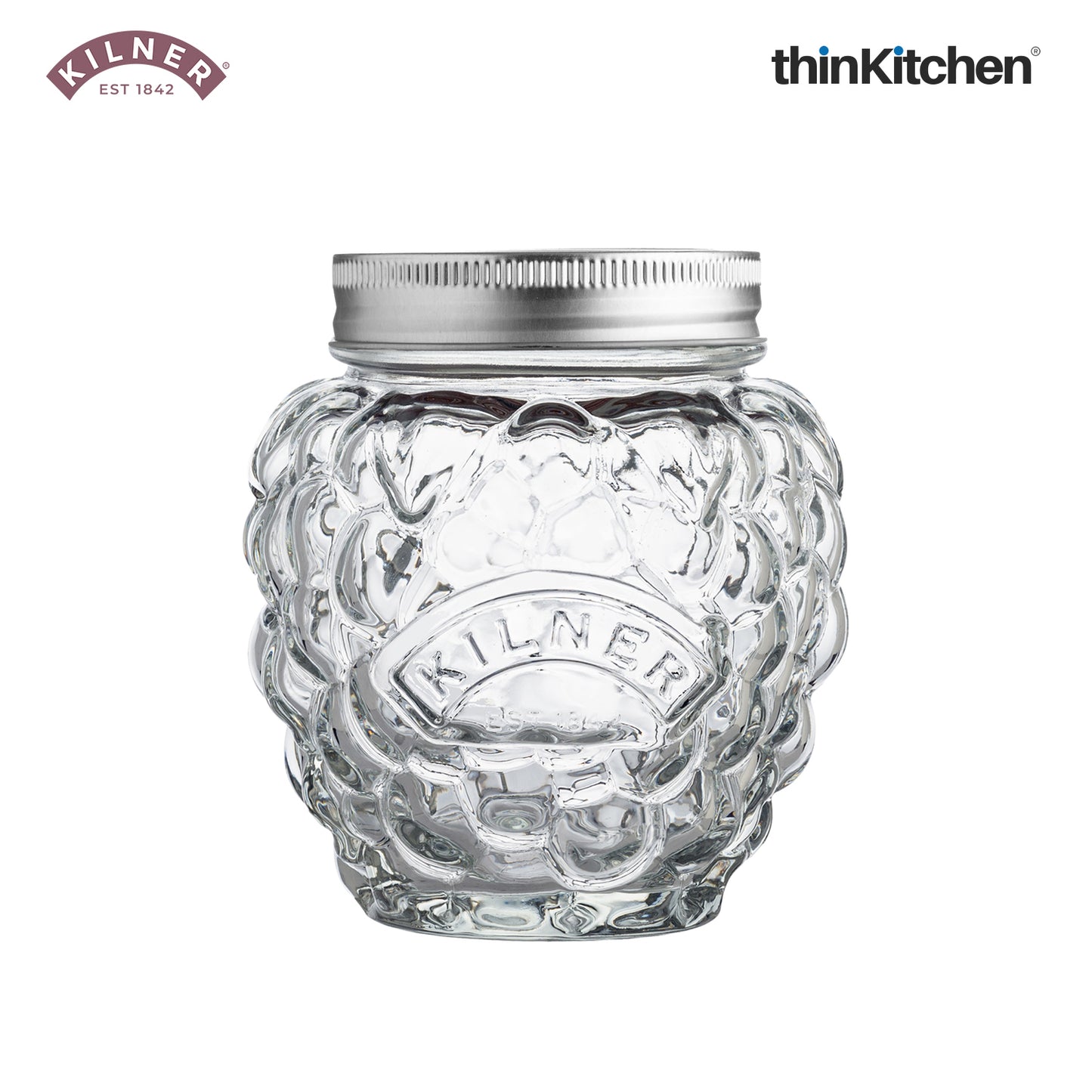 Kilner Premium 4 Pcs x 400ml Berry Shaped Airtight Preserve Glass Jars for Kitchen Storage, ideal for Jams, Chutneys | Multipurpose, Eco-Friendly, Reusable Transparent Glass Containers