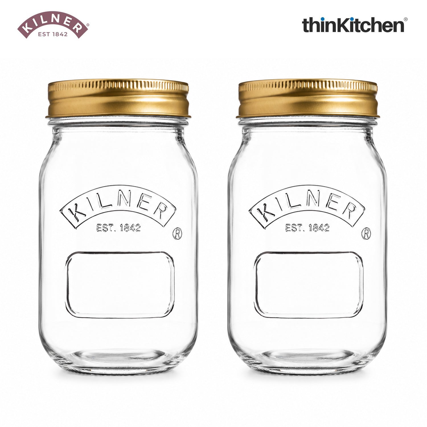 Kilner Premium 2 Pcs x 500ml Round Preserve Glass Jar for Preserving and Storing Jams, Chutneys, Small Pickled Fruits | Reusable, Eco-Friendly Kitchen Container - 1