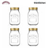 Kilner Premium 4 Pcs x 500ml Round Preserve Glass Jar for Preserving and Storing Jams, Chutneys, Small Pickled Fruits | Reusable, Eco-Friendly Kitchen Container