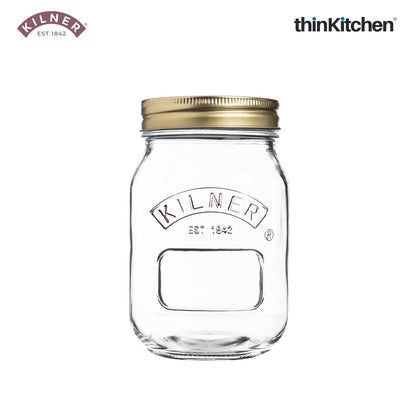 Kilner Premium 4 Pcs x 500ml Round Preserve Glass Jar for Preserving and Storing Jams, Chutneys, Small Pickled Fruits | Reusable, Eco-Friendly Kitchen Container