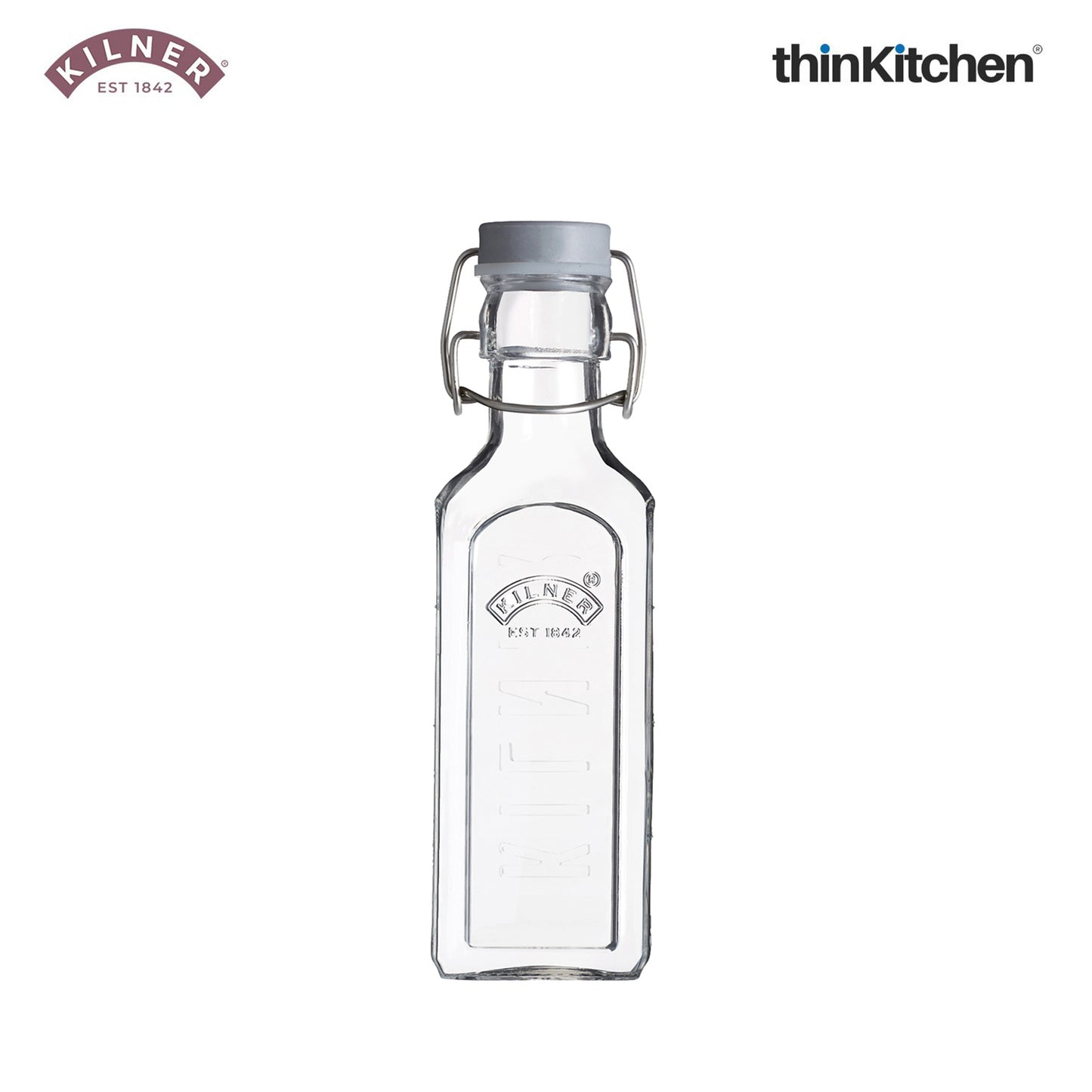 Kilner Premium 2 Pcs x 300ml Airtight Square Glass Oil Bottle with Clip Top Lid for Vinegar, Water, Dressings & Kitchen Pantry Use | Reusable Multipurpose Kitchen Storage Container