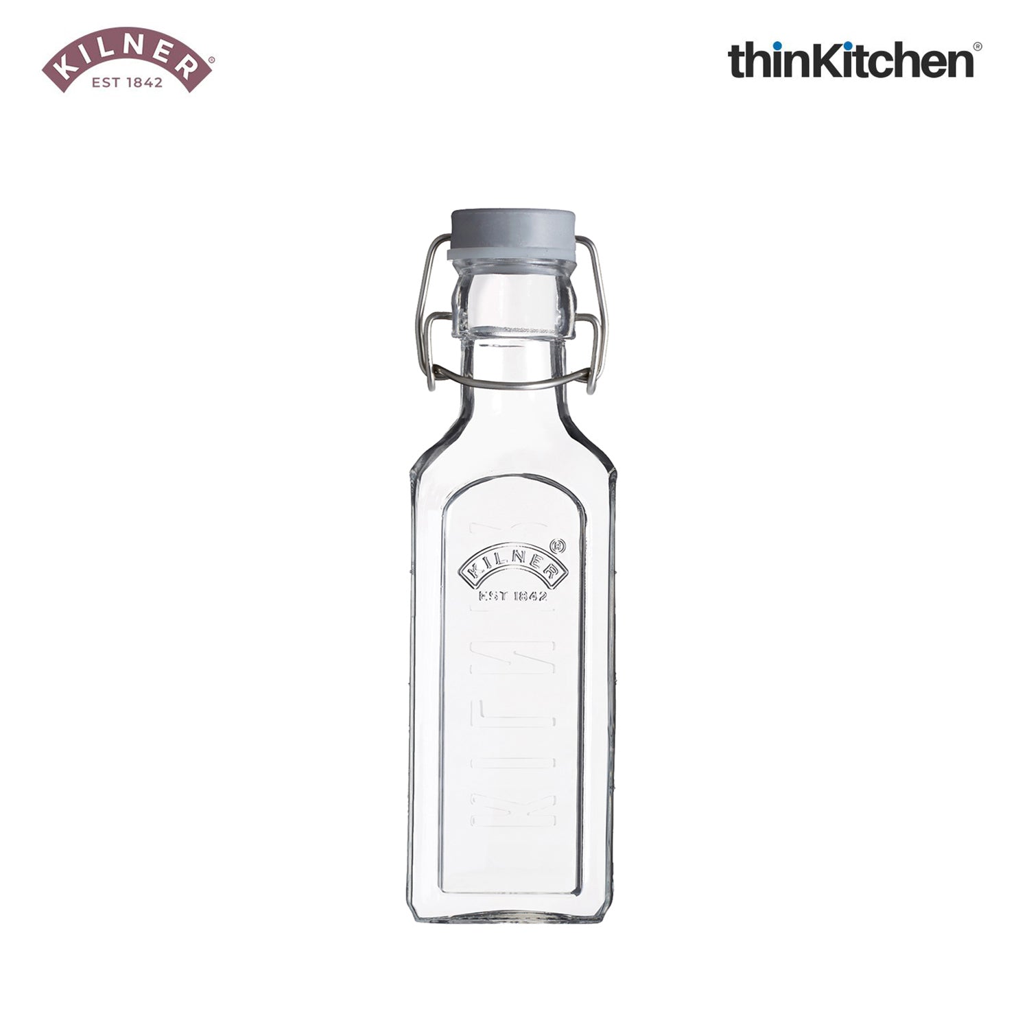 Kilner Premium 2 Pcs x 300ml Airtight Square Glass Oil Bottle with Clip Top Lid for Vinegar, Water, Dressings & Kitchen Pantry Use | Reusable Multipurpose Kitchen Storage Container - 3