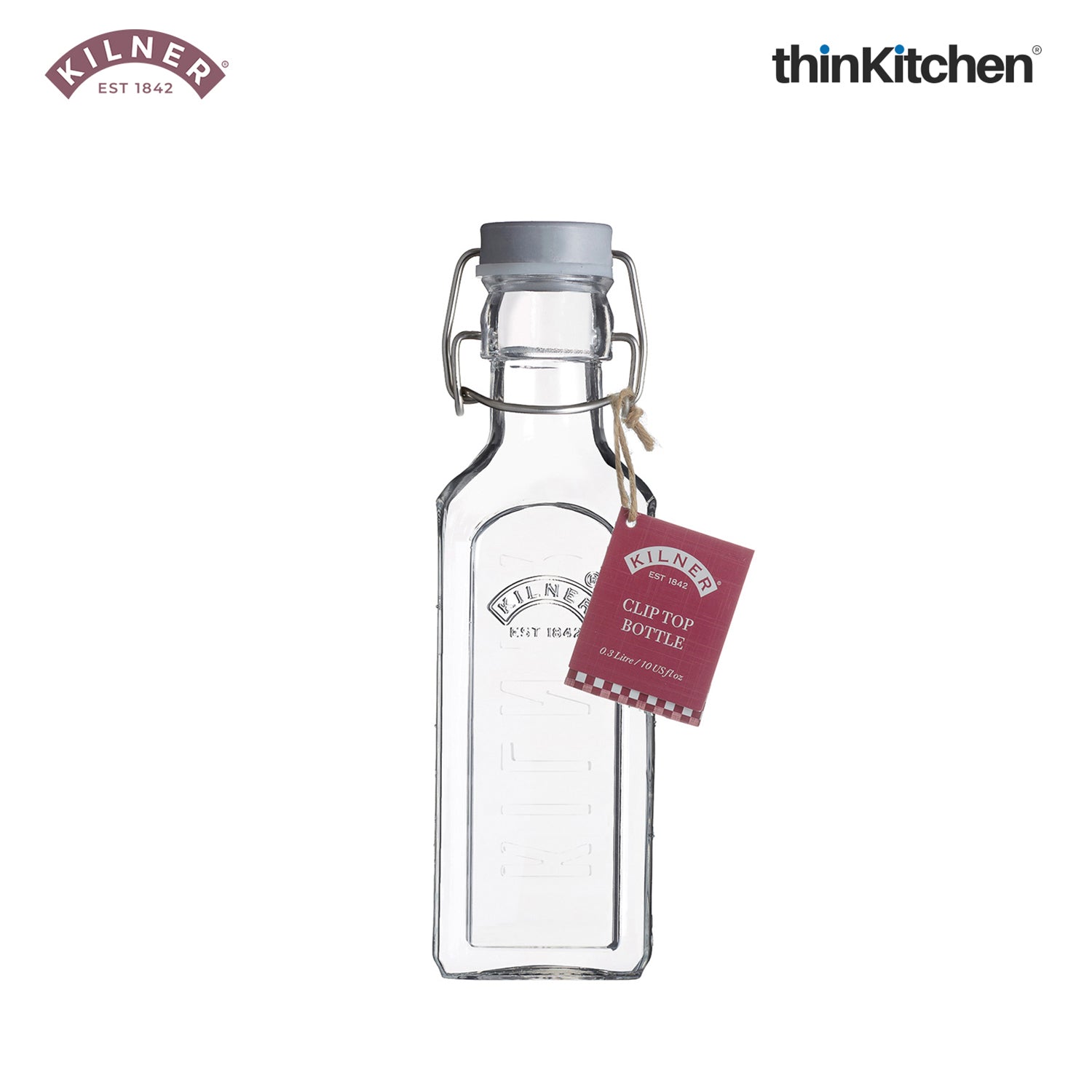 Kilner Premium 2 Pcs x 300ml Airtight Square Glass Oil Bottle with Clip Top Lid for Vinegar, Water, Dressings & Kitchen Pantry Use | Reusable Multipurpose Kitchen Storage Container - 4