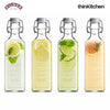 Kilner Premium 4 Pcs x 300ml Airtight Square Glass Oil Bottle with Clip Top Lid for Vinegar, Water, Dressings & Kitchen Pantry Use | Reusable Multipurpose Kitchen Storage Container