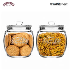 Kilner Premium 2 Pcs x 850ml Universal Airtight Clear Glass Jar with Push Top Lid for Dry Food Like Grains, Spices, Pickles, Sauces | Transparent, BPA Free, Reusable Kitchen Storage Container, Fridge Safe
