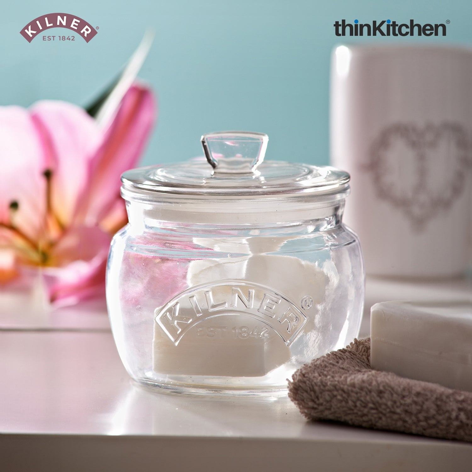 Kilner Premium 2 Pcs x 850ml Universal Airtight Clear Glass Jar with Push Top Lid for Dry Food Like Grains, Spices, Pickles, Sauces | Transparent, BPA Free, Reusable Kitchen Storage Container, Fridge Safe - 3