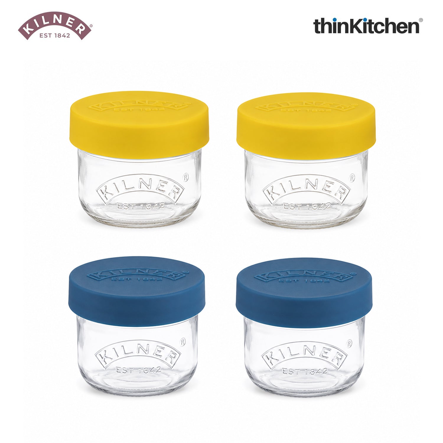 Kilner Premium 2 Pcs Set of 2 x 125ml Transparent AirtightTwist Lock Glass Containers Set Ideal for Snacks, Cut Fruits, Dips | Snack and Storer Set - 1