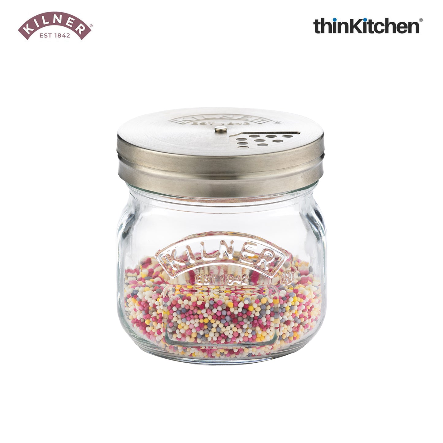 Kilner Premium 2 Pcs x 250ml Airtight, Leakproof Spice Shaker Glass Jar with Stainless Steel Shaker Lid for Salt, Spices, Herbs & Sprinkles | Reusable, BPA Free Kitchen Dispenser