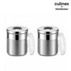 Culinex Stainless Steel 2 Pcs x 100ml Fine Seasoning Salt & Pepper Dispenser (5x6cm) Powder Spice Shaker for Masala, Icing Sugar, Dual Finish Condiment Canister by thinKitchen