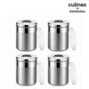 Culinex Stainless Steel 4 Pcs x 100ml Fine Seasoning Salt & Pepper Dispenser (5x6cm) Powder Spice Shaker for Masala, Icing Sugar, Dual Finish Condiment Canister by thinKitchen