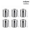 Culinex Stainless Steel 6 Pcs x 100ml Fine Seasoning Salt & Pepper Dispenser (5x6cm) Powder Spice Shaker for Masala, Icing Sugar, Dual Finish Condiment Canister by thinKitchen