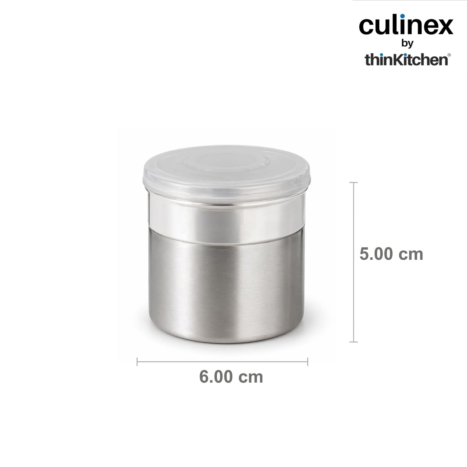 Culinex Stainless Steel 2 Pcs x 120ml Fine Seasoning Salt & Pepper Dispenser (6 x 5 cm) Powder Spice Shaker for Masala, Icing Sugar, Dual Finish Condiment Canister by thinKitchen - 4