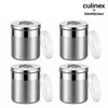 Culinex Stainless Steel 4 Pcs x 120ml Fine Seasoning Salt & Pepper Dispenser (6 x 5 cm) Powder Spice Shaker for Masala, Icing Sugar, Dual Finish Condiment Canister by thinKitchen