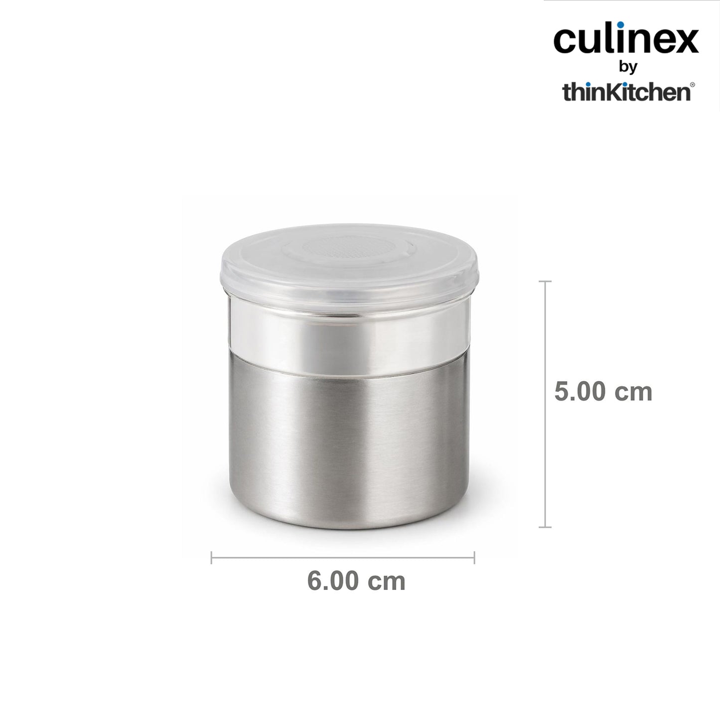 Culinex Stainless Steel 4 Pcs x 120ml Fine Seasoning Salt & Pepper Dispenser (6 x 5 cm) Powder Spice Shaker for Masala, Icing Sugar, Dual Finish Condiment Canister by thinKitchen
