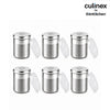 Culinex Stainless Steel 6 Pcs x 120ml Dispenser Shaker for Icing Sugar, Cocoa 6x5 cms | Fine Small Powder Dispenser with Lid for Cinnamon, Baking Sprinkler | Dual Finish Mini Canister by thinKitchen