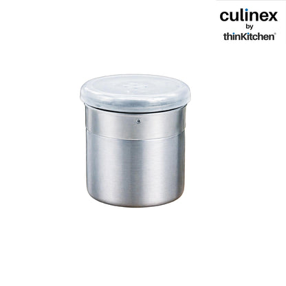 Culinex Stainless Steel Portable 2 Pcs x 120ml Mini Salt Dispenser 6x5 cms | Dual Finish Small Salt Sprinkler Canister for Salt, Powdered Sugar by thinKitchen