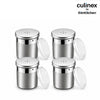 Culinex Stainless Steel Portable 4 Pcs x 120ml Mini Salt Dispenser 6x5 cms | Dual Finish Small Salt Sprinkler Canister for Salt, Powdered Sugar by thinKitchen
