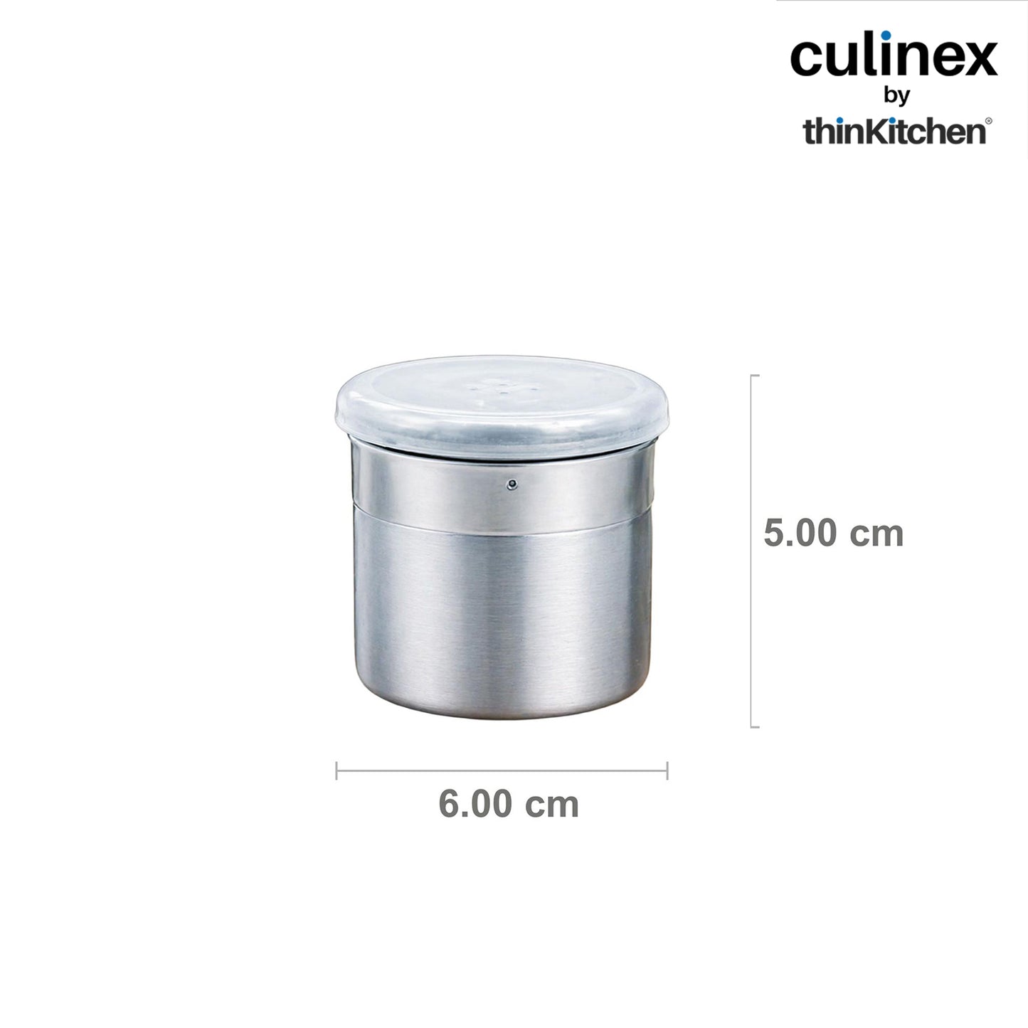 Culinex Stainless Steel Portable 4 Pcs x 120ml Mini Salt Dispenser 6x5 cms | Dual Finish Small Salt Sprinkler Canister for Salt, Powdered Sugar by thinKitchen